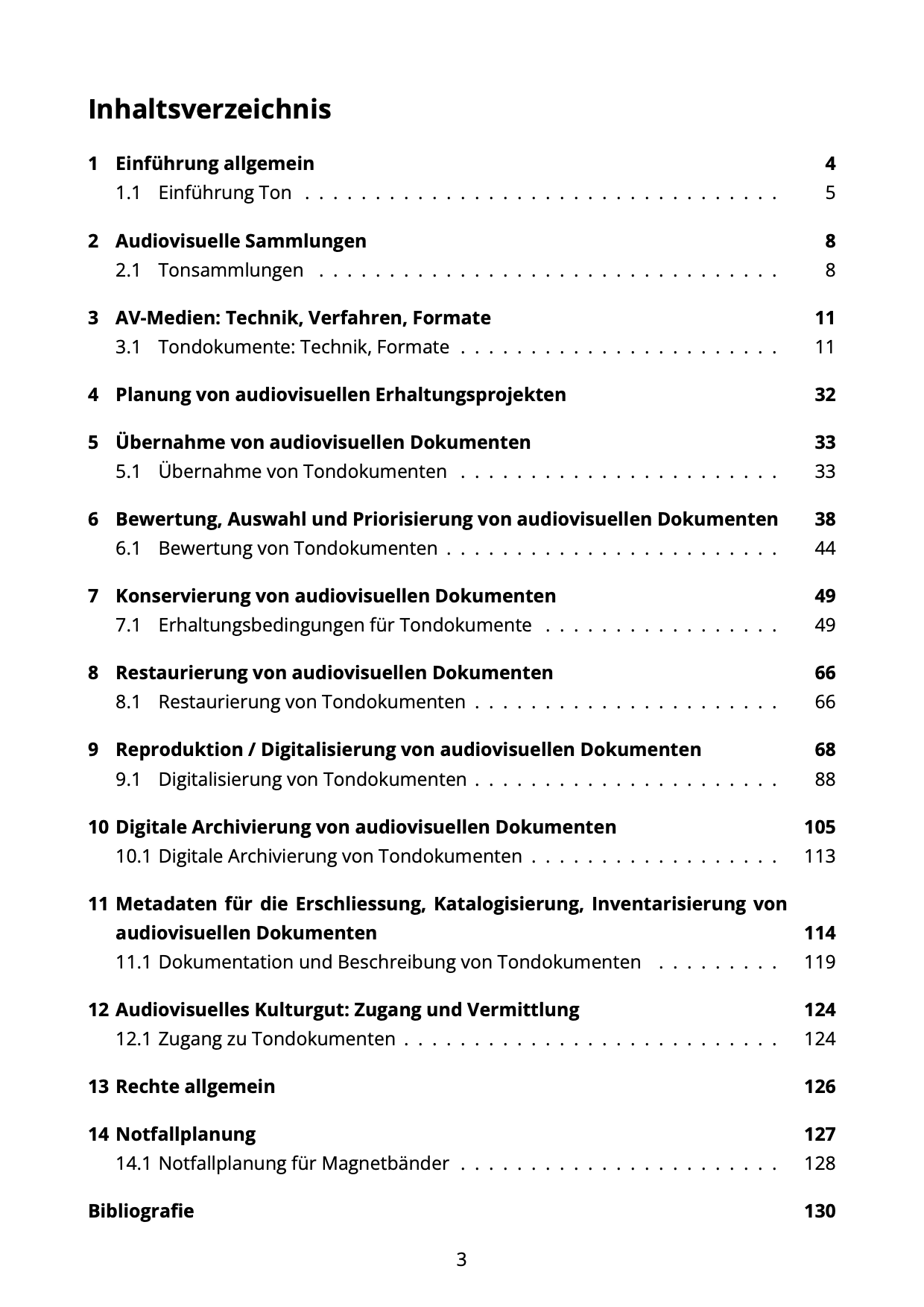 Inhaltsverzeichnis Ton Empfehlungen