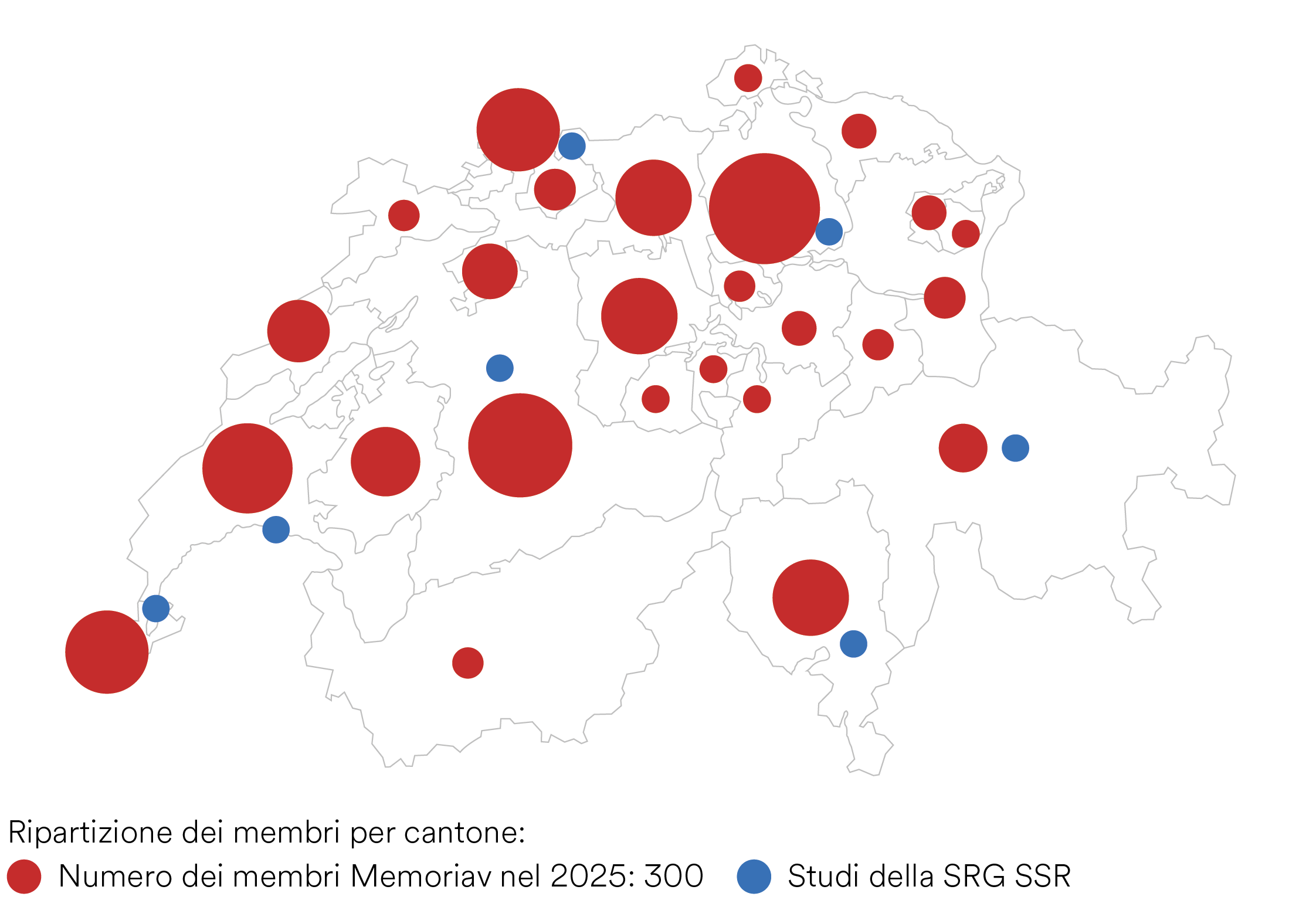Distribuzione dei membri Memoriav in Svizzera