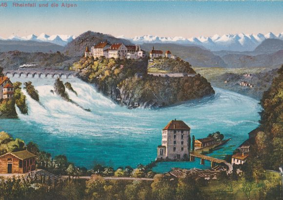 Rheinfall und die Alpen, Edition Photoglob, ca. 1924. Bild: Zentralbibliothek Zürich