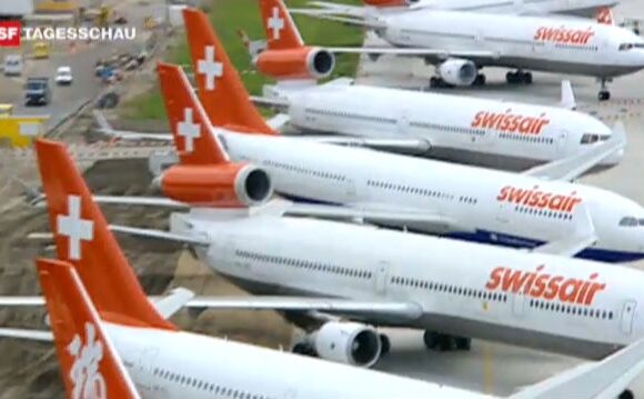 Das Swissair Grounding in der Tagesschau vom 2.10.2001. Videostill: SRF